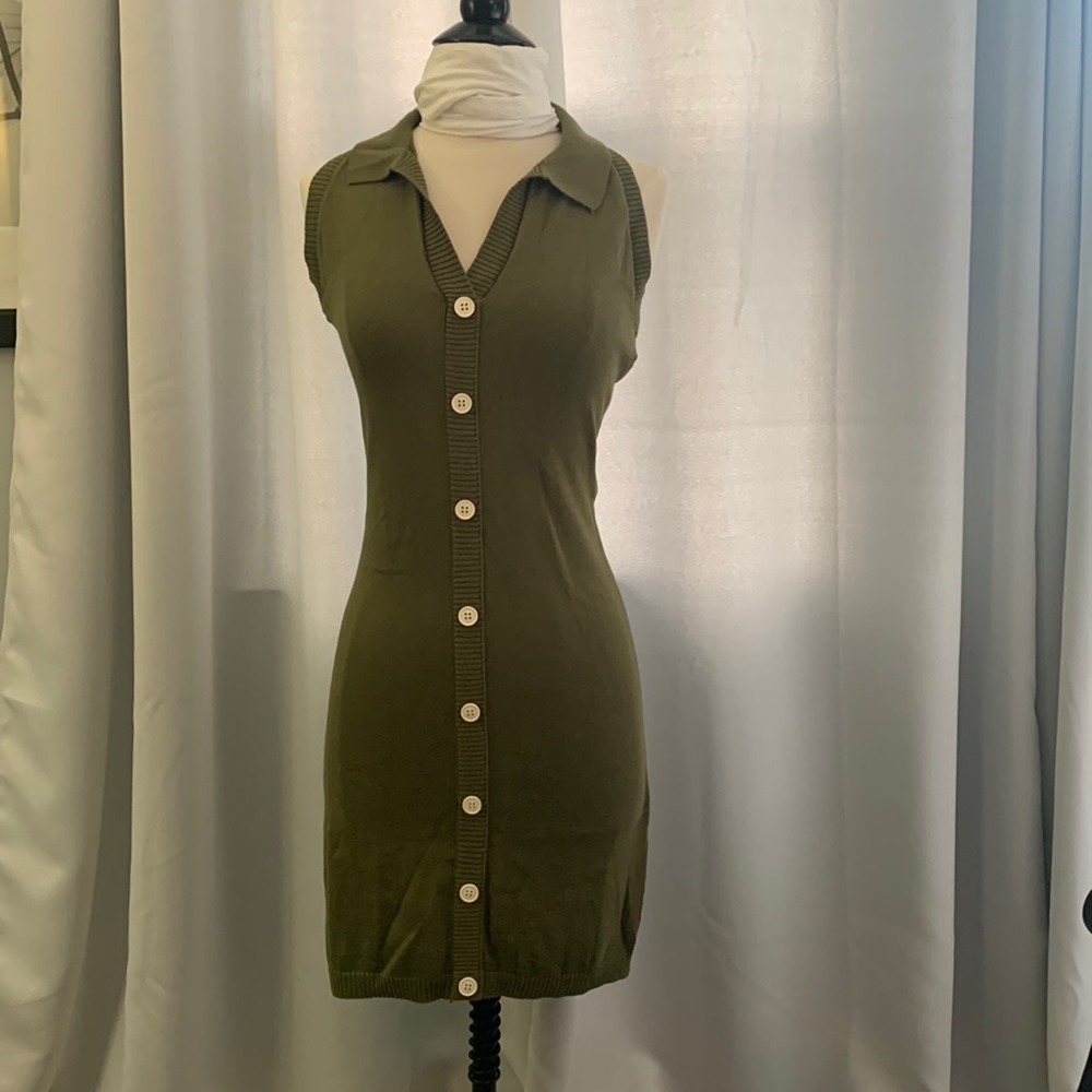 Olive green light sweater dress